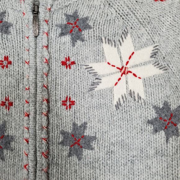 Eddie Bauer Sweater Womens Large Full Zip Nordic Fair Isle Hooded Knit Lambswool - Picture 2 of 9